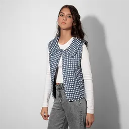 Chaqueta Ligera Acolchada Cuadros Gris M Raindoor