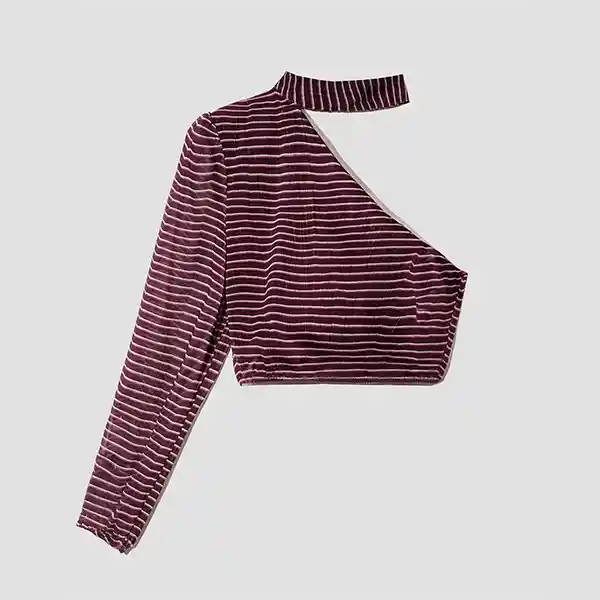 Blusa Sin Un Hombro Morada Lurex M Raindoor