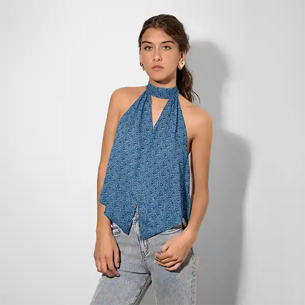Blusa Halter Azul L Raindoor