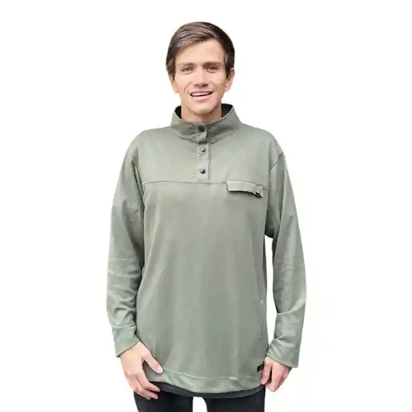 Poleron Vulzee Waffle Half Zipper Hombre Verde Xxl