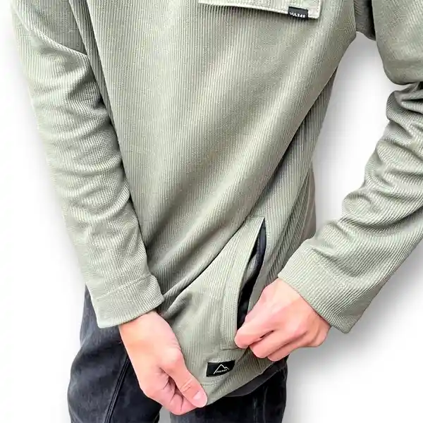 Poleron Vulzee Waffle Half Zipper Hombre Verde Xxl