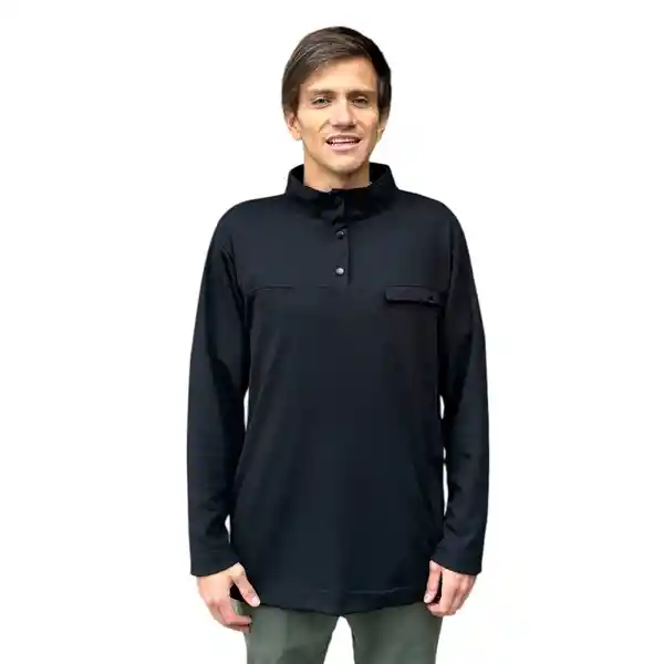 Poleron Vulzee Waffle Half Zipper Hombre Negro M