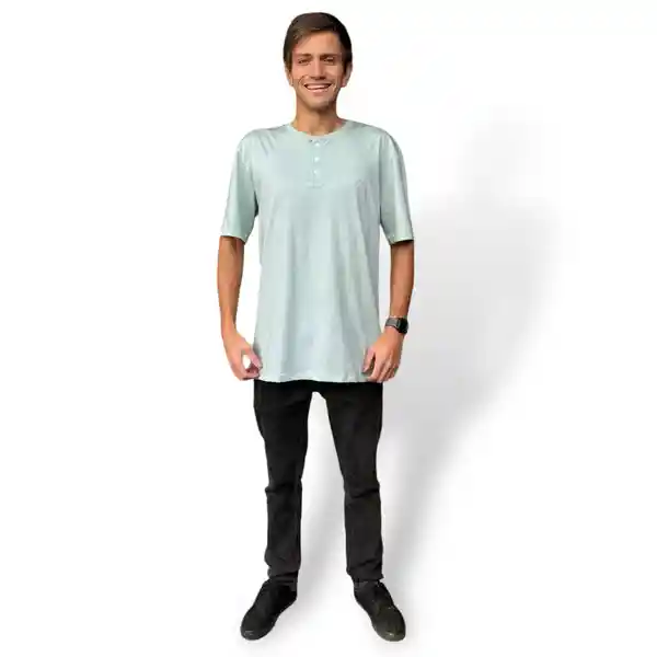 Polera Manga Corta Hombre Vulzee Henley Verde Xl