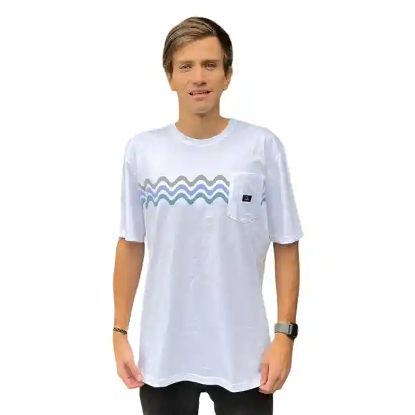 Polera Manga Corta Hombre Vulzee Blanca Waves M