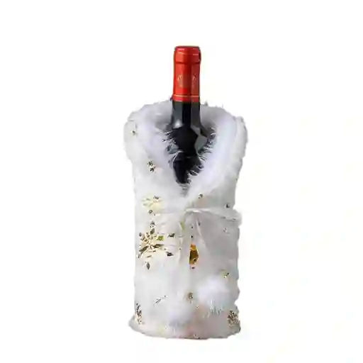 Pack De 3 Cubierta De Botella Vino De Navidad, Blanca Dorada