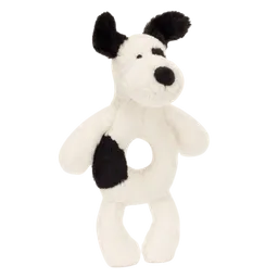 Jellycat Peluche Sonajero Perro Bashful Negro Y Crema