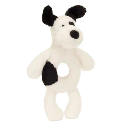 Jellycat Peluche Sonajero Perro Bashful Negro Y Crema