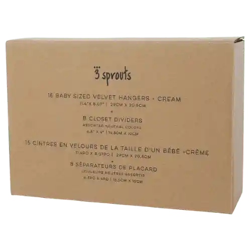 3 Sprouts Set De Separadores +colgadores De Terciopelo Color Crema