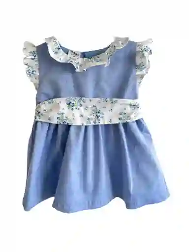 Vestido Celeste Hortensia Algodón Bebe Niña 5 Años