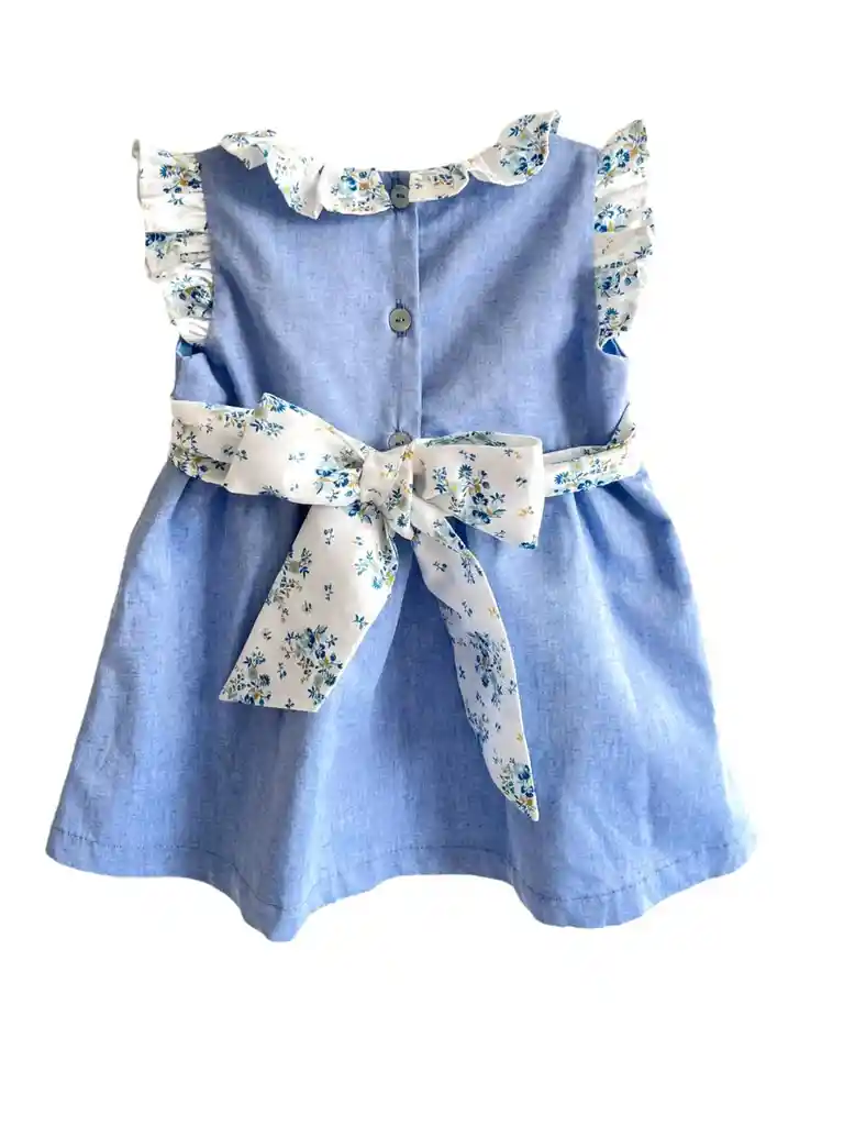 Vestido Celeste Hortensia Algodón Bebe Niña 6 Años