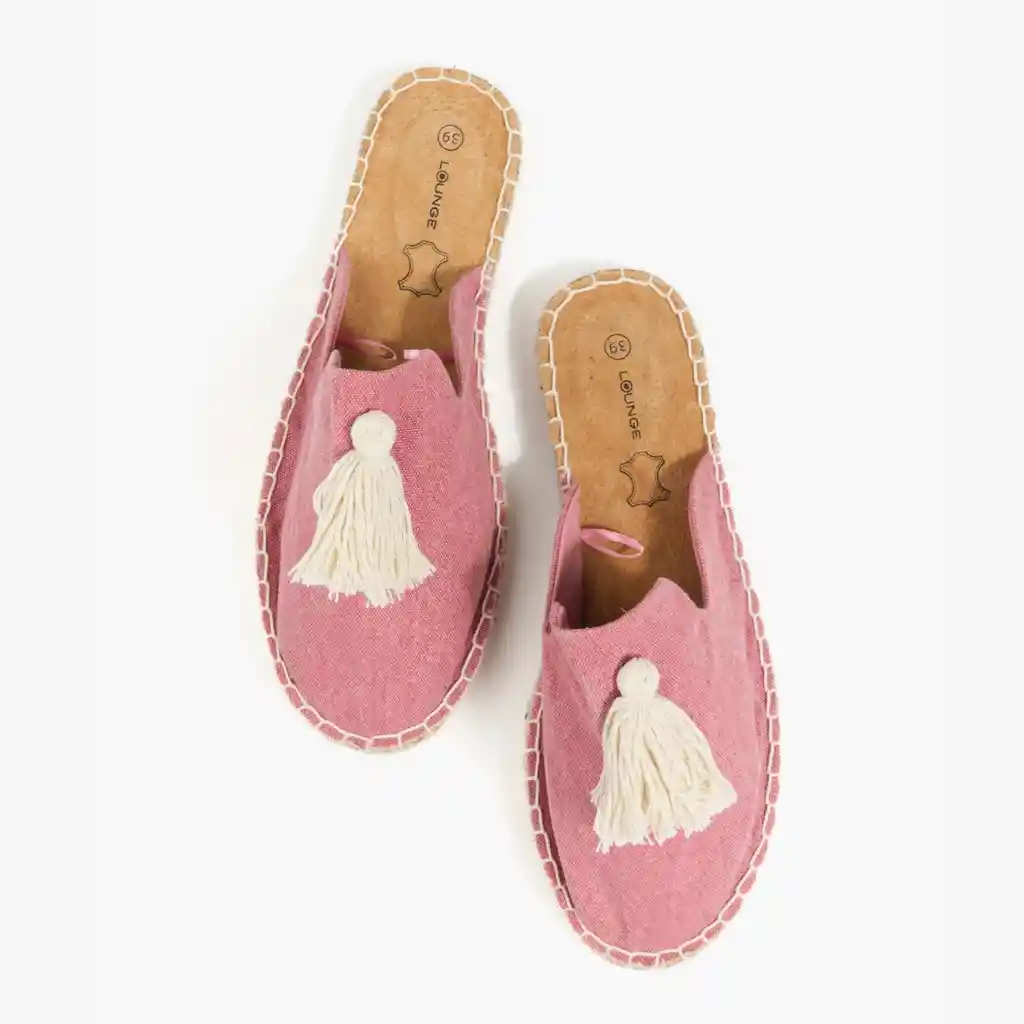 Sandalias Mujer Alpargata Pompón 38 Rosado