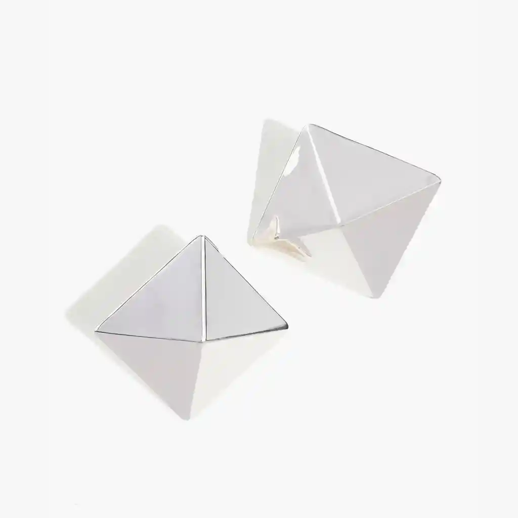 Aros Mujer Rombos Grandes Plateado