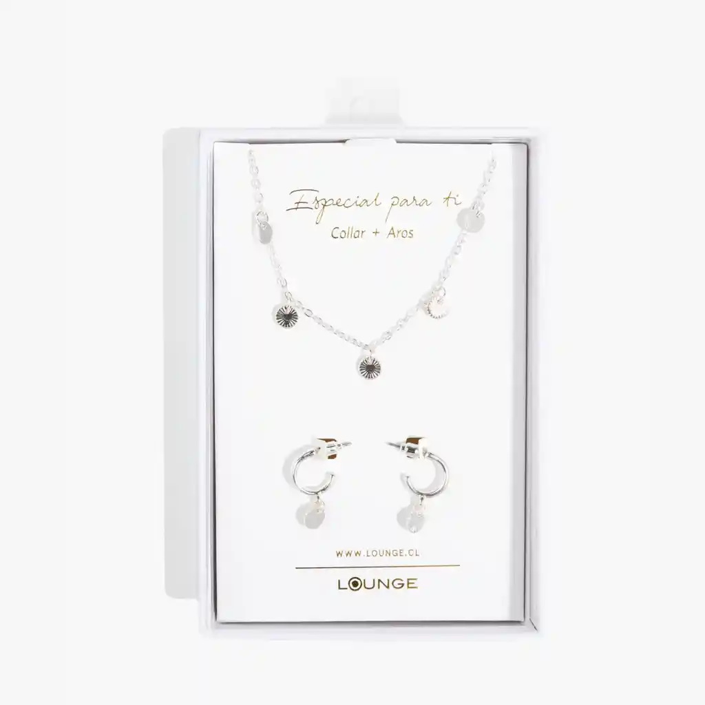 Set Collar Y Aros Mujer Monedas Plateado
