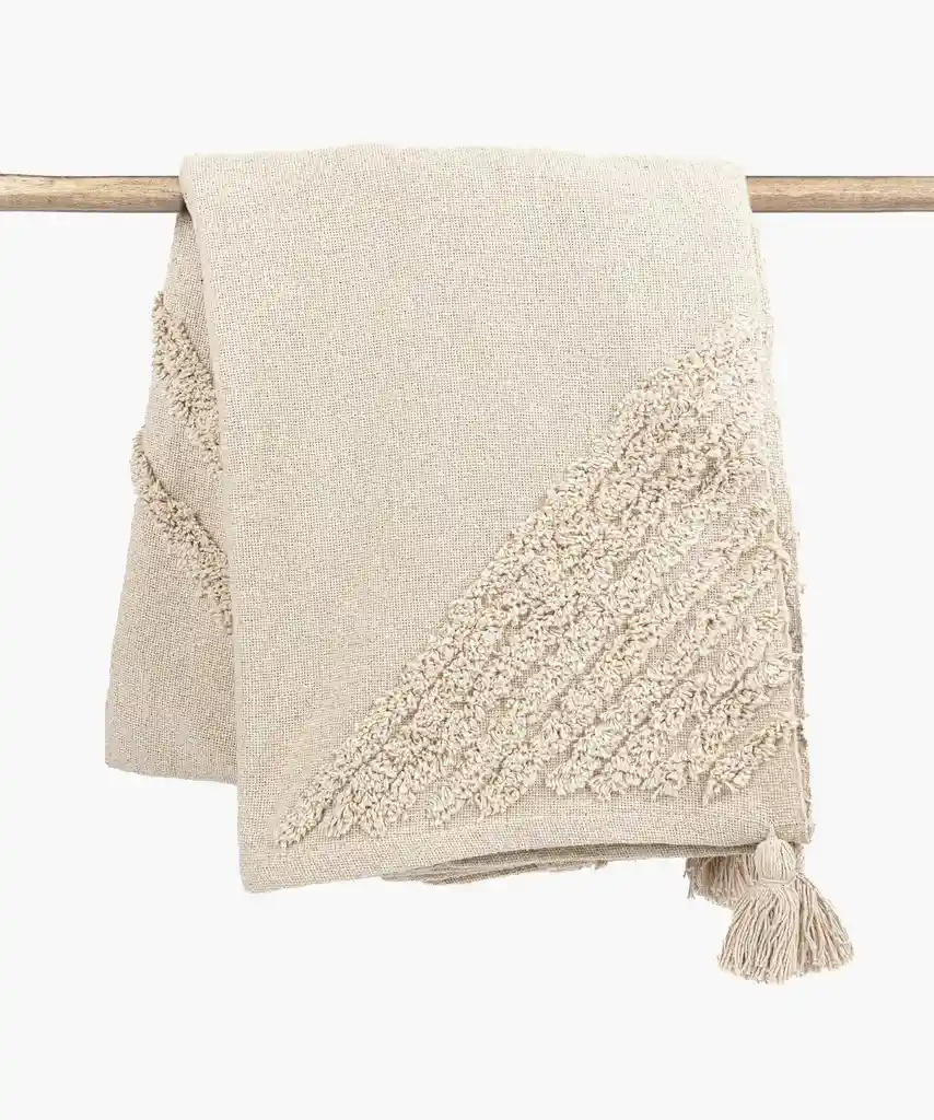 Manta Mujer Algodón Textura Beige