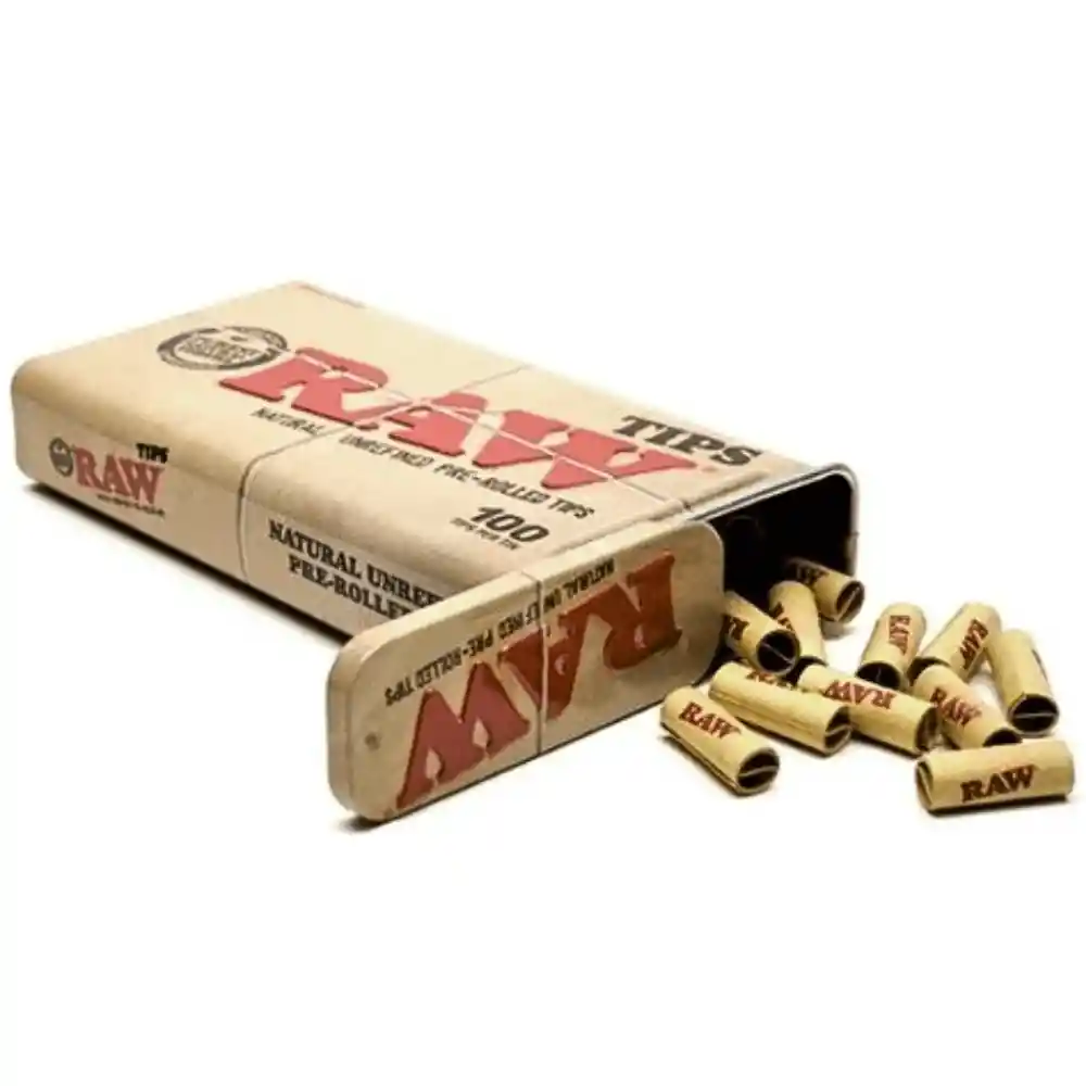 Cajetilla Metalica Raw Con 100 Boquillas Pre-enrolados