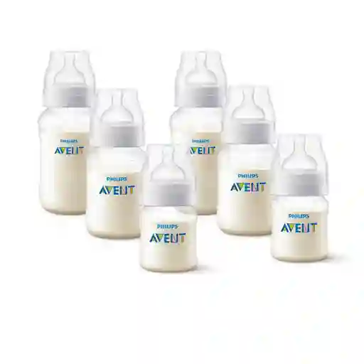 Pack 6 Mamaderas Anticolic 125ml,260ml,330ml Avent