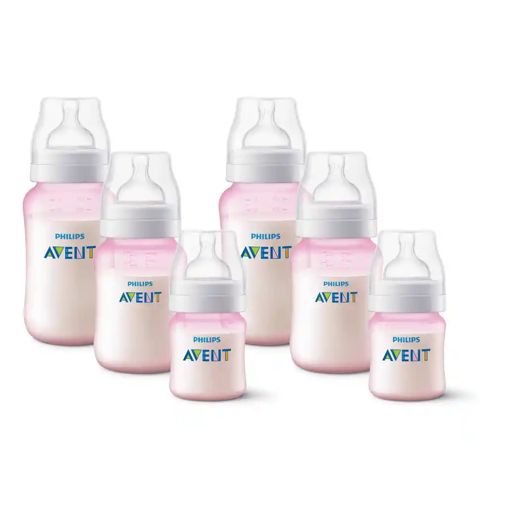 Pack 6 Mamaderas Anticolic 125ml,260ml,330ml Avent