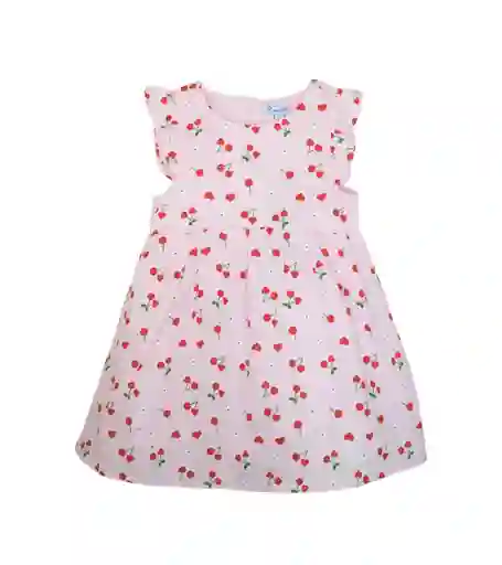 Vestido Rosa Estampado Cherry Talla 4 Años