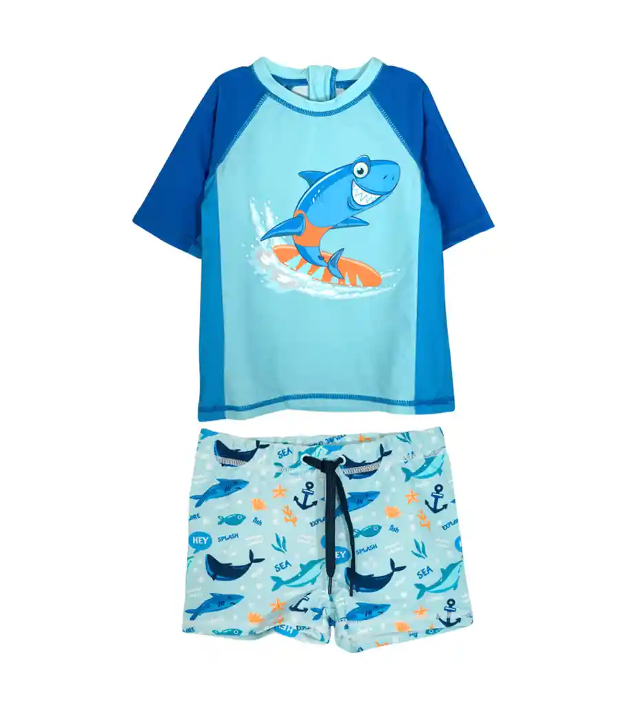 Traje De Baño 2pzas Azul Talla 18-24m