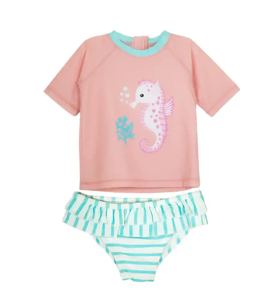 Traje De Baño 2pzas Rosado Talla 18-24m