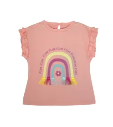 Polera Rosa Manga Corta Arcoíris Talla 18-24m