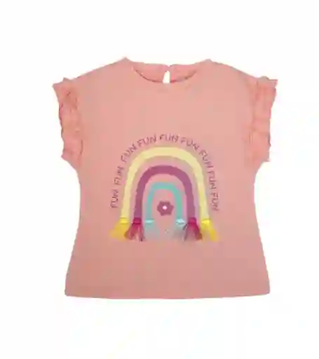 Polera Rosa Manga Corta Arcoíris Talla 0-3m