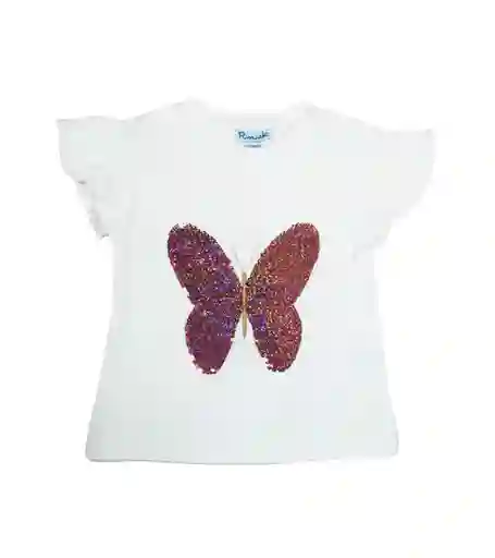 Polera Manga Corta Con Lentejuelas Talla 4 Años