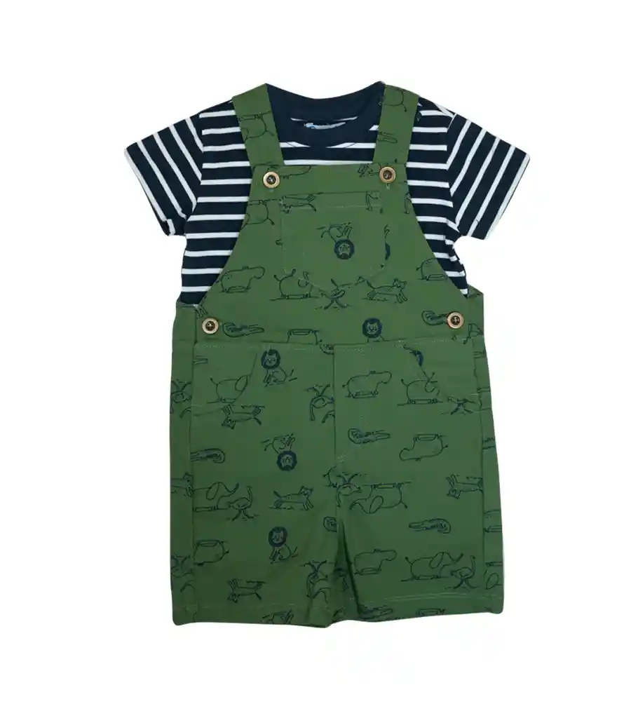 Jardinera Verde Con Polera Talla 3-6m