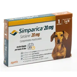 Simparica, Antiparasitario Masticable Para Perros De 5 A 10 Kg (1 Comprimido)