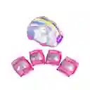 Set De Casco Y Rodilleras Rosado Infantil