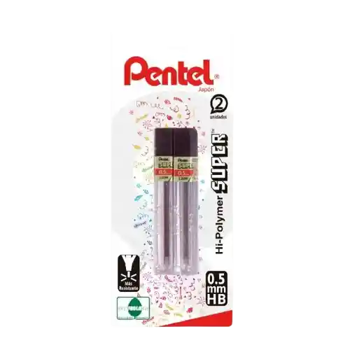 Tubo De Mina Pentel 2unds Hb 0,5mm