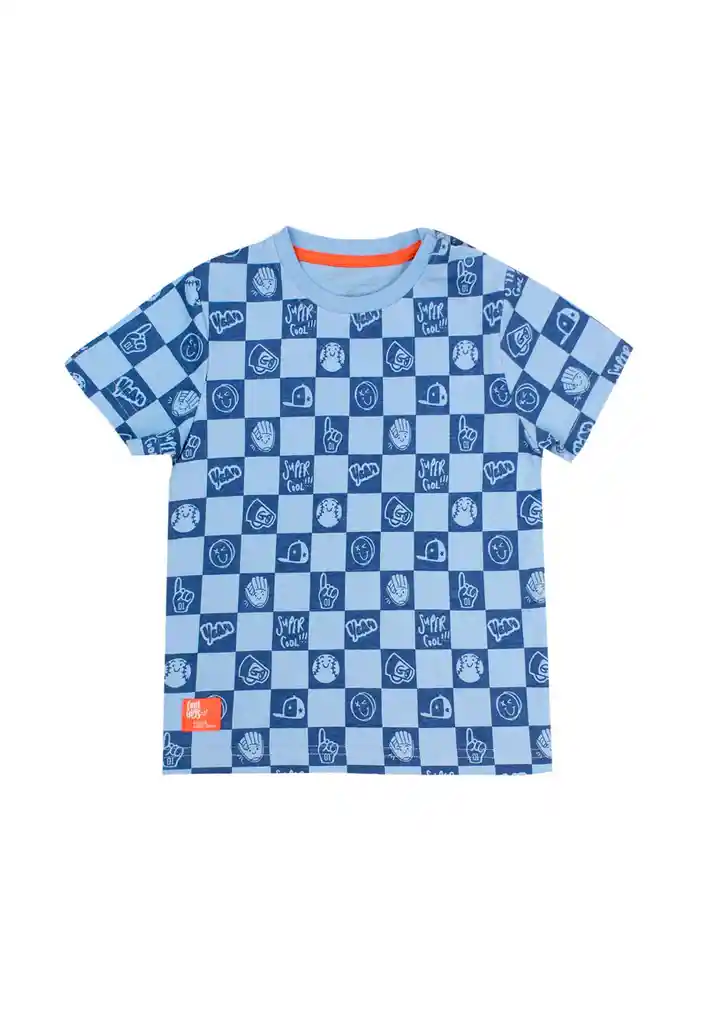 Polera Bebé Niño Cuadrados Energy 144 Celeste 3 A 6 Meses