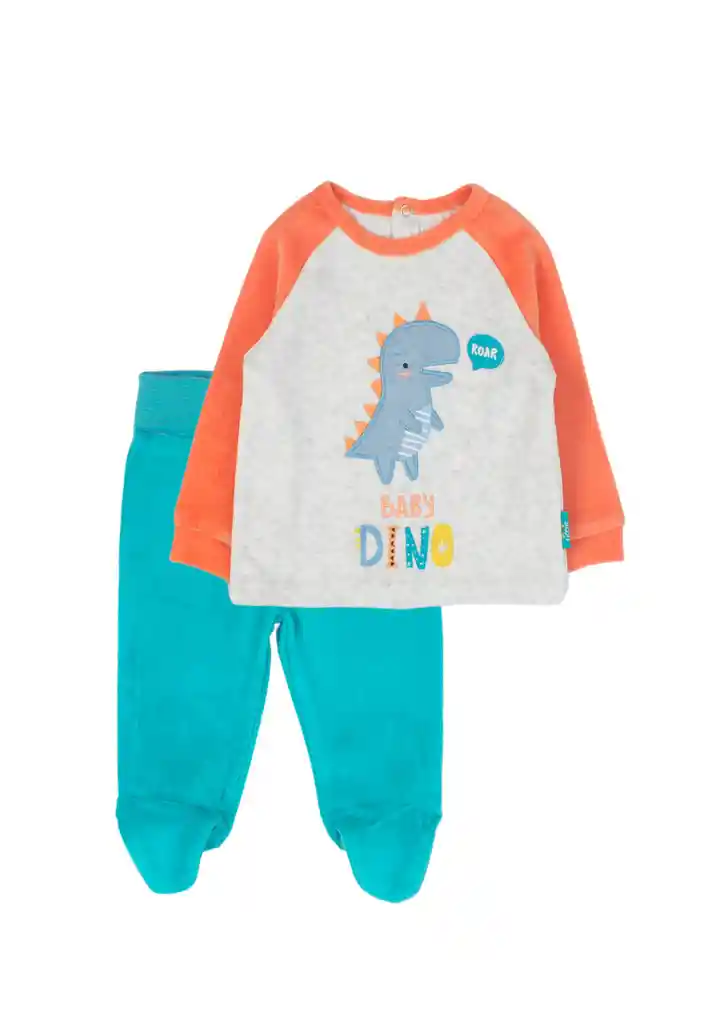 Conjunto Newborn Niño Plush Dino 106 Naranjo 6 Meses