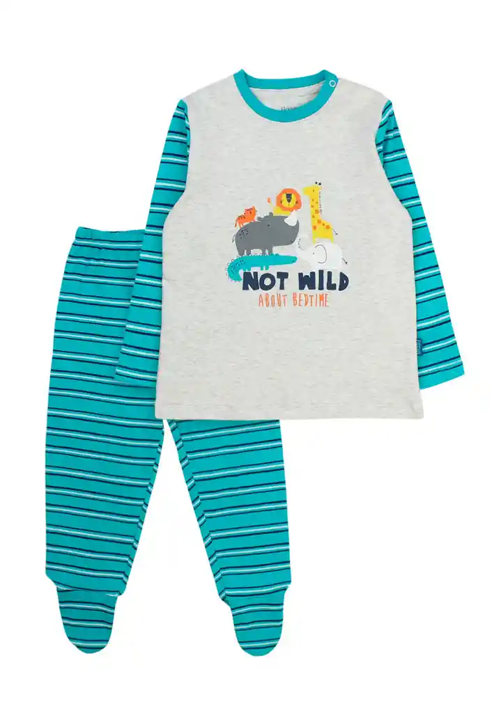 Pijama Bebé Niño Listado Wild 175 Gris 6 A 12 Meses