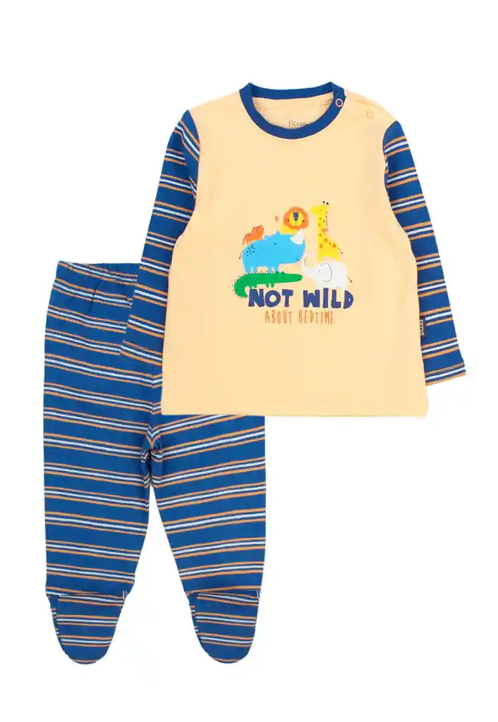 Pijama Bebé Niño Listado Wild 175 Azul 6 A 12 Meses