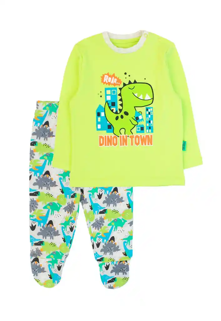 Pijama Bebé Niño 2 Piezas Dino 176 Verde Limón 18 A 24 Meses