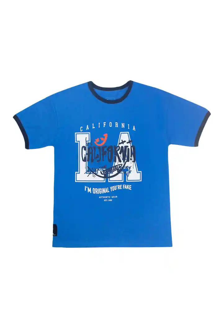 Polera Kids Niño Ribetes Energy 235 Azulino 6 Años