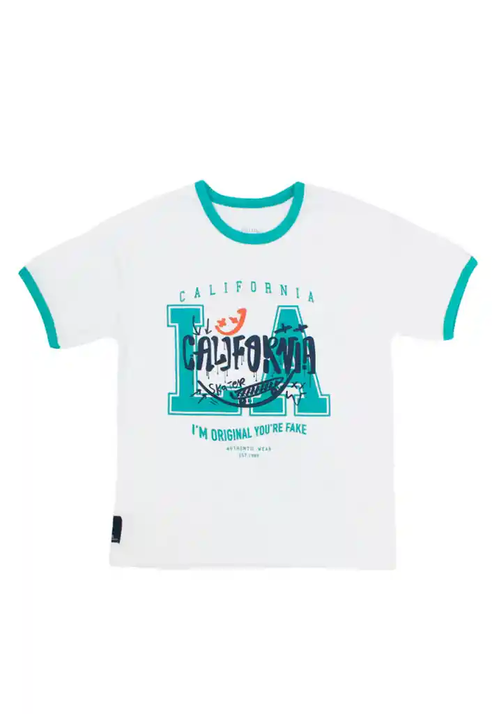 Polera Kids Niño Ribetes Energy 235 Blanco 4 Años