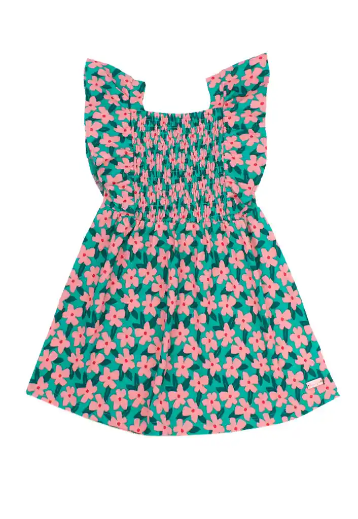 Vestido Kids Niña Estampado Energy 319 Verde 2 Años