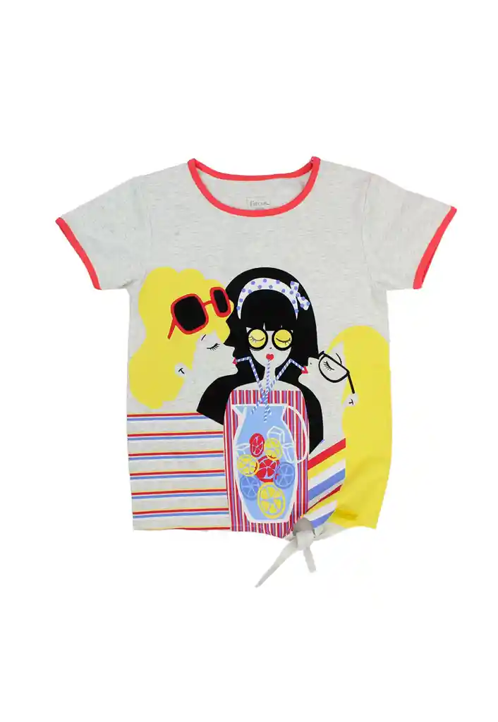 Polera Kids Niña Nudo Energy 279 Gris Melange 4 Años