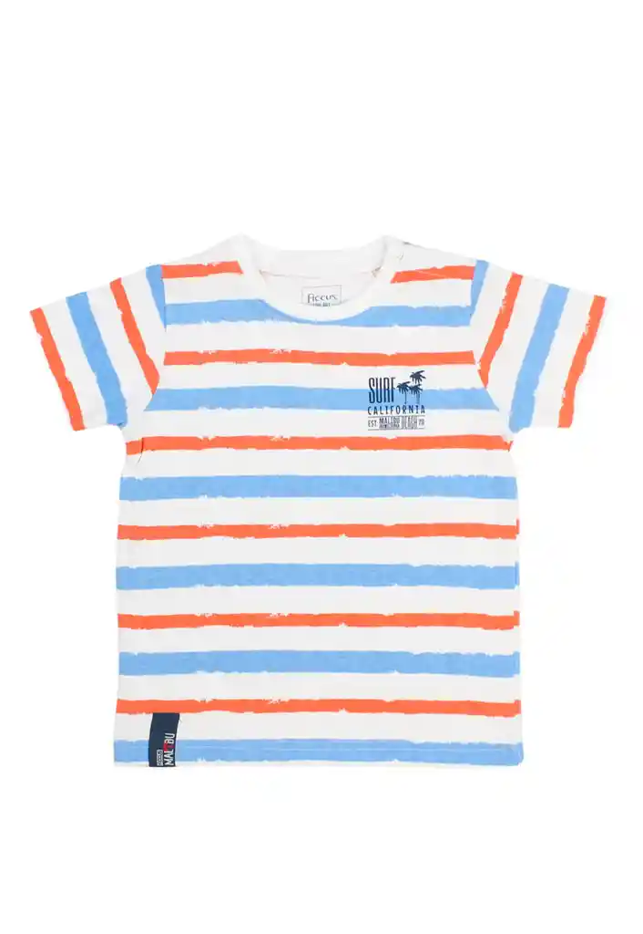 Polera Kids Niño Listada Malibu 239 Coral 6 Años