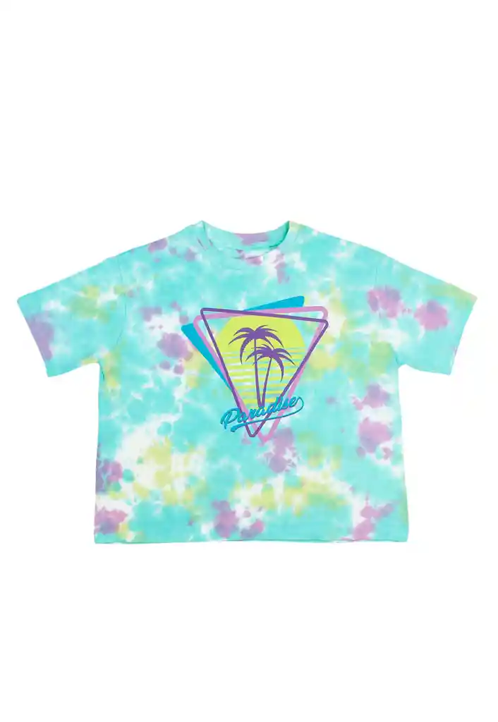 Polera Junior Niña Tie Dye Malibu 395 Turquesa 12 Años