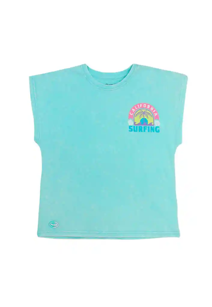 Polera Junior Niña H/ Caido Malibu 392 Turquesa 12 Años