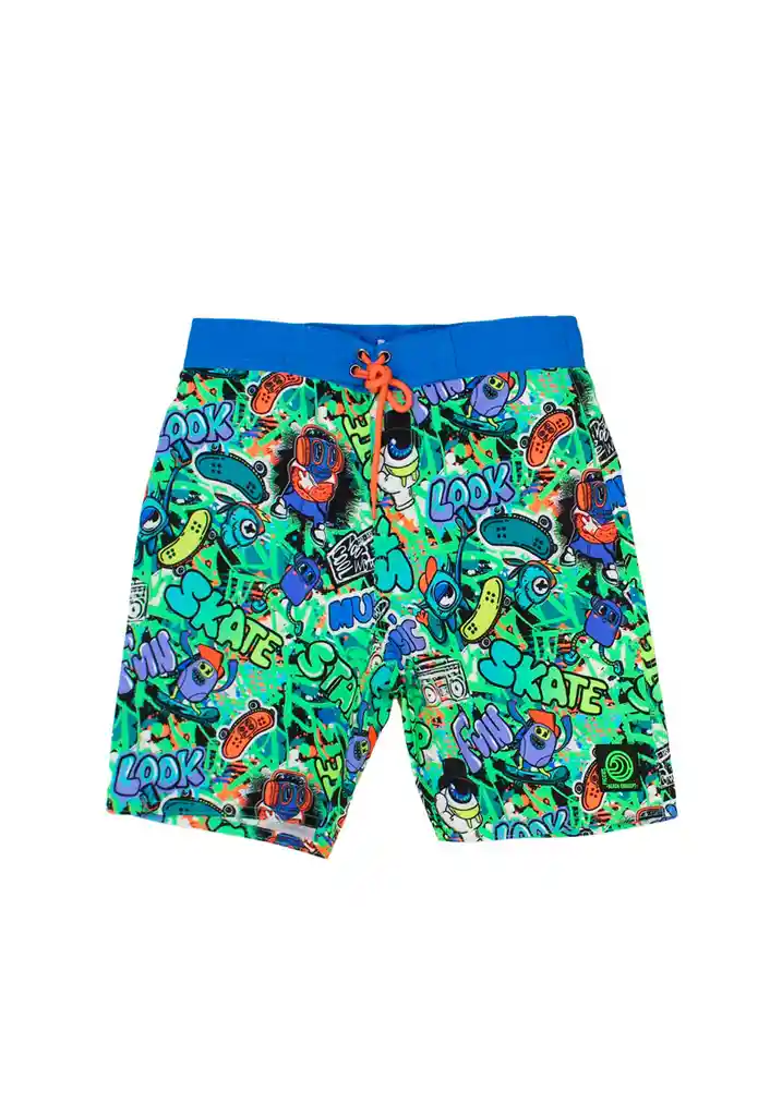 Traje De Baño Junior Niño Estampado Beach 376 Azulino 12 Años