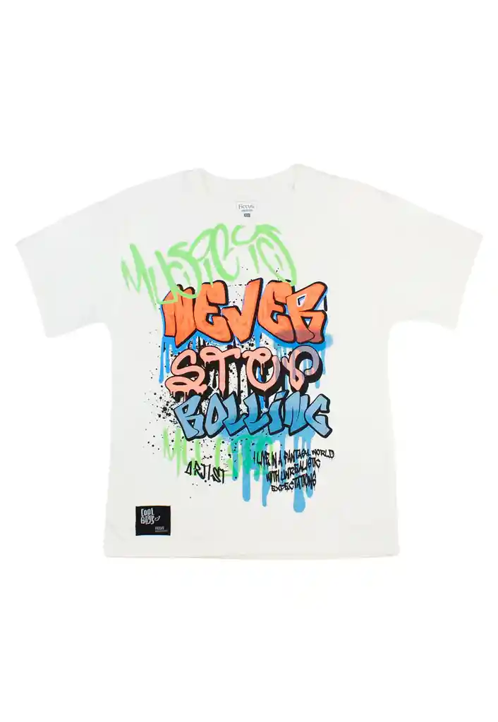 Polera Junior Niño Graffiti Energy 346 Blanco 12 Años