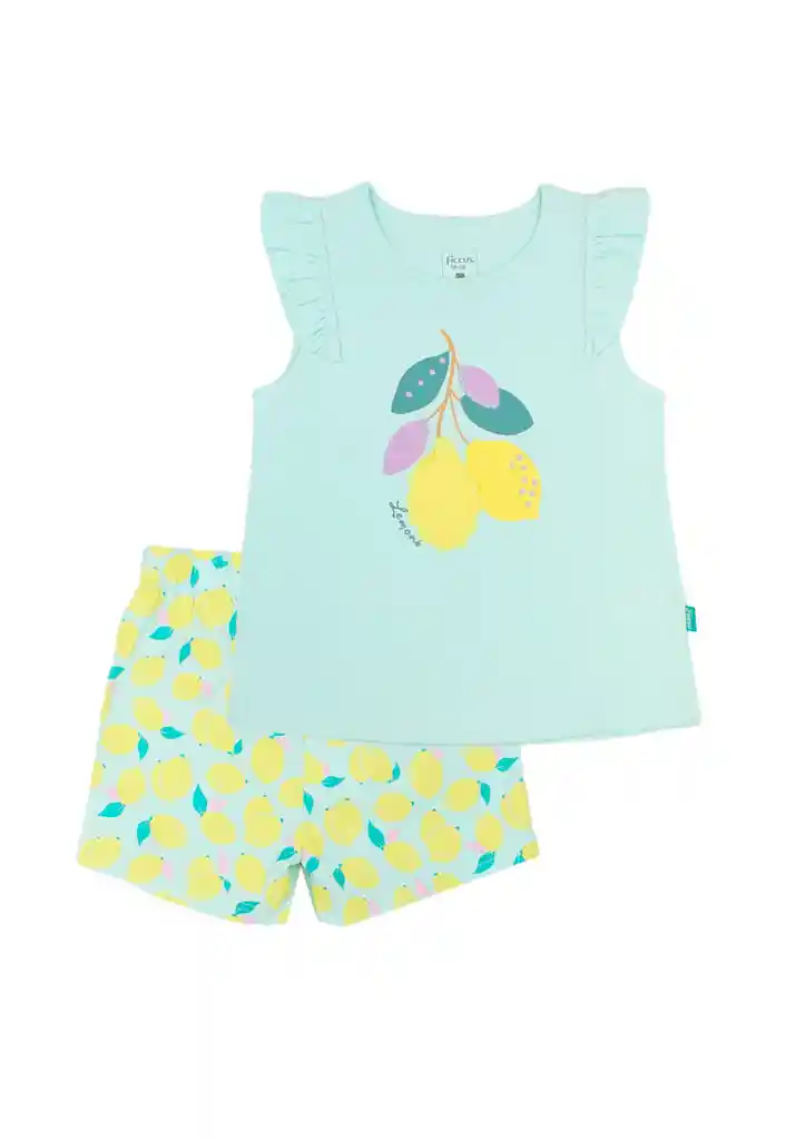 Pijama Kids Niña Corto Lemons 339 Turquesa 6 Años