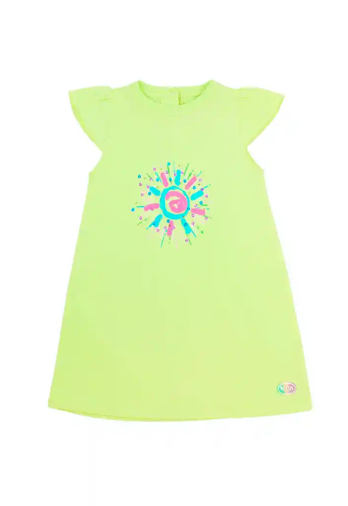 Vestido Kids Niña Lentejuelas Malibu 323 Verde Limón 6 Años