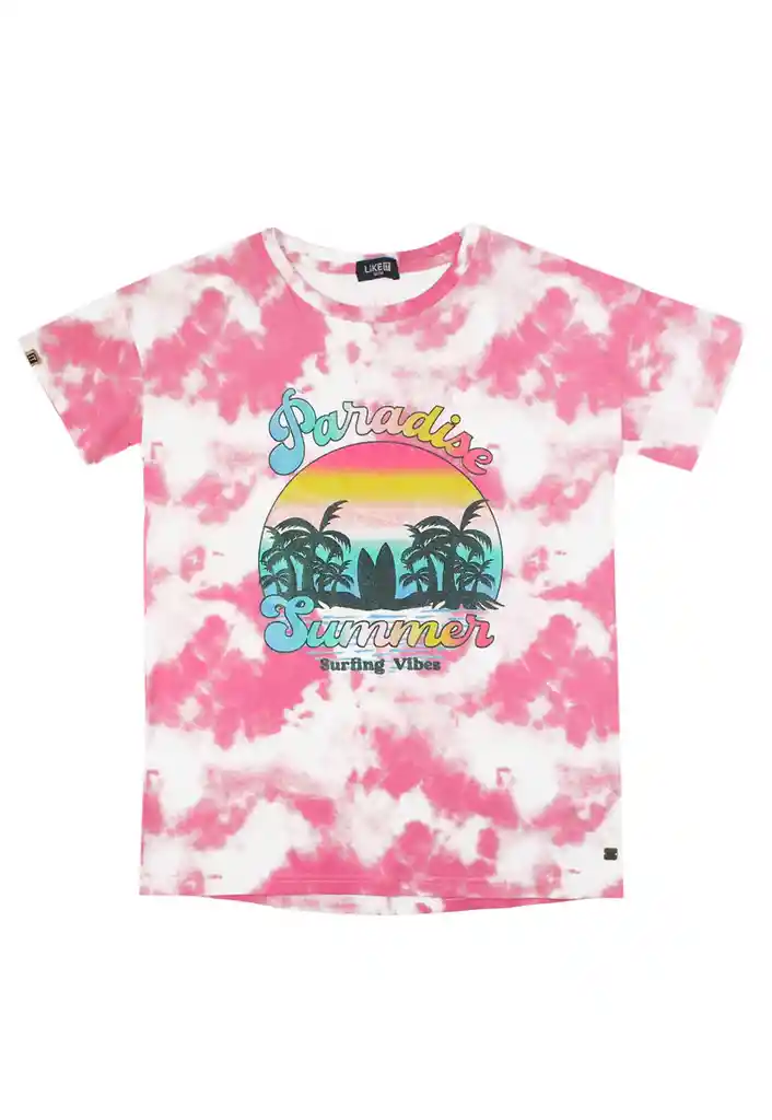 Polera Teens Niña All Over Print Sunset 541 Rosado 16/l