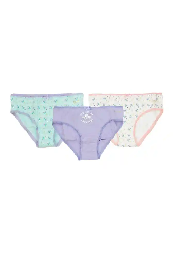 Pack Triple Bikini Kids Niña 648 Pack 3 Colores 8 Años