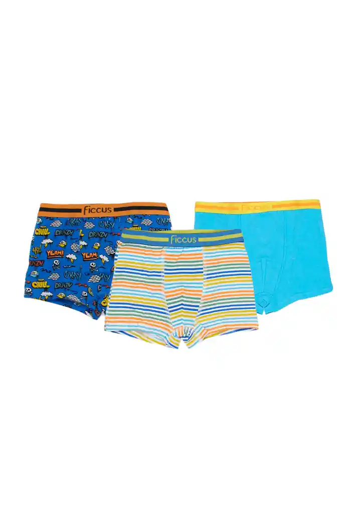 Pack Triple Boxers Kids Niño 642 Pack 3 Colores 8 Años